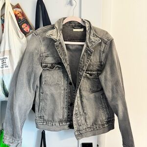 AllSaints Grey Washed Denim Jacket